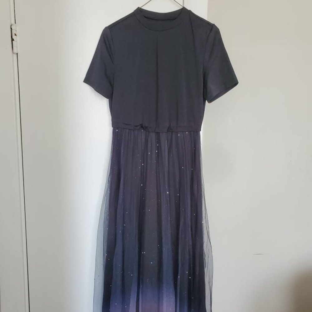 Floor length Black to Pink Ombre Dress